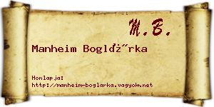 Manheim Boglárka névjegykártya